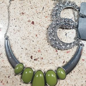 PAPARAZZI GREEN & SILVER CHAIN EARRING SET